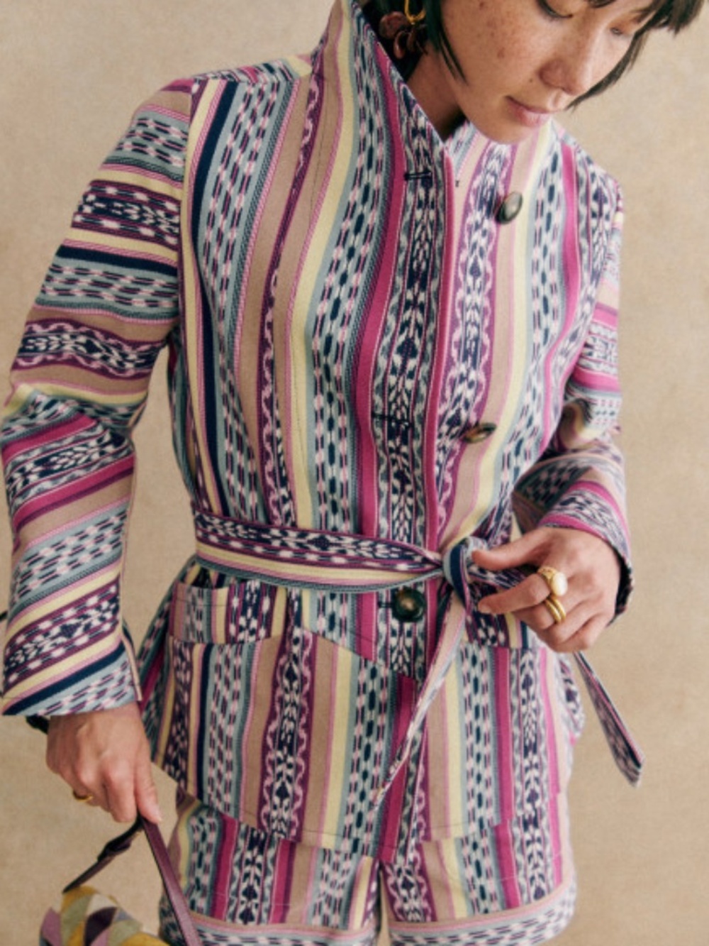 Sezane Urlich Jacket Pink Blue Size 36